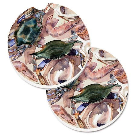 Carolines Treasures Crab Set of 2 Cup Holder Car Coaster 8618CARC